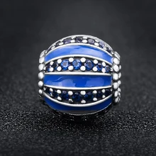 Призывающий ангелов реальные Серебро 925 пробы круглый синий кристалл украшения cz бисер для подвески ювелирный браслет сделай сам делая CYZ048