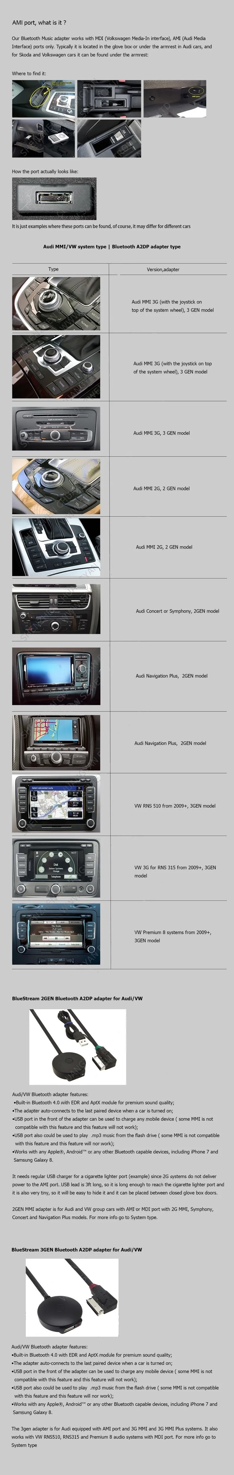 Bluetooth музыкальный адаптер Интерфейс+ USB Aux кабель для AUDI AMI MMI 3g VW MDI A4 A5 A6 Golf Passat