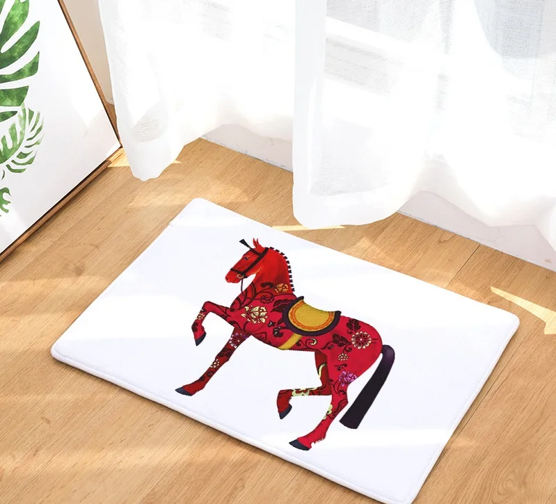 

CAMMITEVER Middle Ages War Horse Creative Europe Type Carpet Hallway Doormat Anti-Slip Bathroom Carpet Absorb Water Kitchen Mat