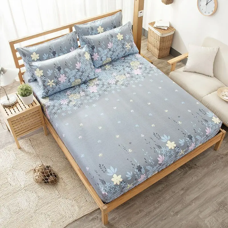 ATZELI 3pc 100 cotton fabric Bedding sets Fitted Sheet with elastic