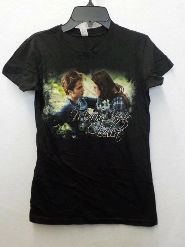 

JUNIORS WOMENS TWILIGHT ECLIPSE MARRY ME BELLA BLACK GRAPHIC TSHIRT NEW #13356V