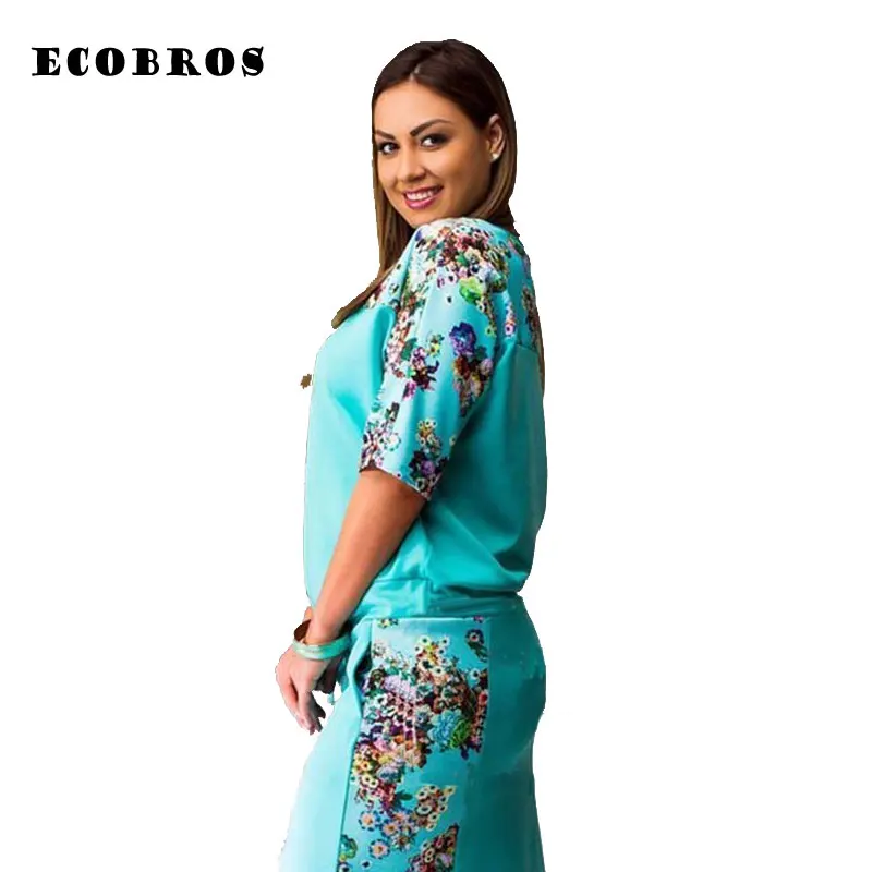 

ECOBROS Big size 6XL 2019 Fat MM Woman Summer Dress half sleeve bodycon printing knee dresses plus size women clothing 6xl