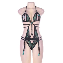 80261 Peacock Green font b Teddy b font With Garter And Stocking Sexy font b Lingerie