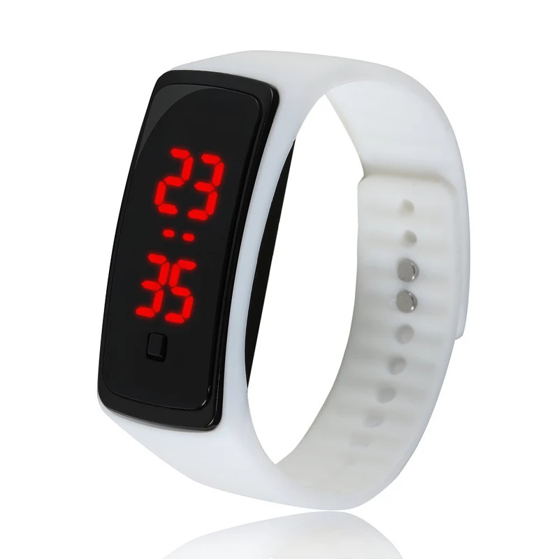 Новые ED часы браслет детские простые спортивные электронные второго поколения модные силиконовые студенческие часы детские часы - Цвет: Белый