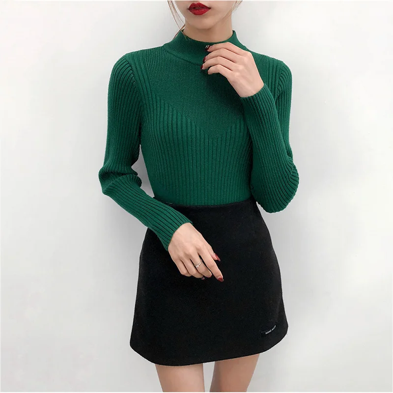 Women's Turtleneck Pullovers Solid basic Sweaters long sleeve Slim-fit tight Soft Sweater Green Jumper Elastic Knit Tops Women's Turtleneck Pullovers Solid basic Sweaters long sleeve Slim-fit tight Soft Sweater Green Jumper Elastic Knit Tops