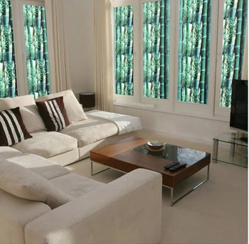 

Painting Green Bamboo!Frosted UV Static Cling 45cm x 200cm Decorative Privacy Removable No Glue Window Block Film
