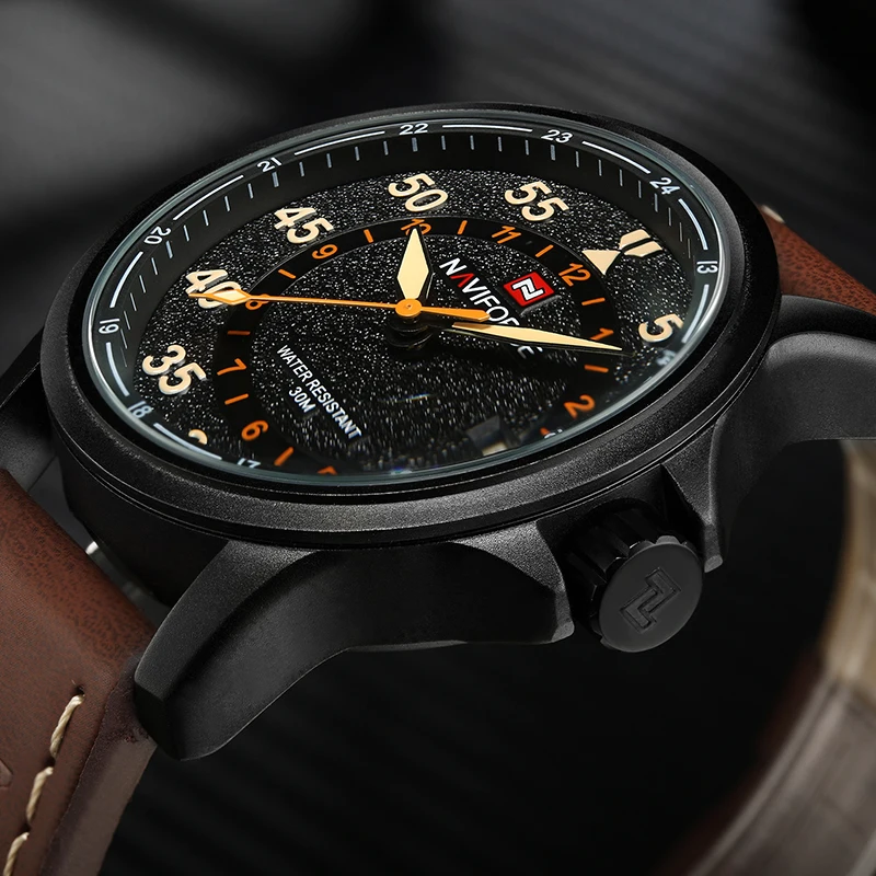 NAVIFORCE Top Luxury Brand Men Sports waterproof Watches Men's Quartz Clock Man Leather Military Wrist Watches Relogio Masculino