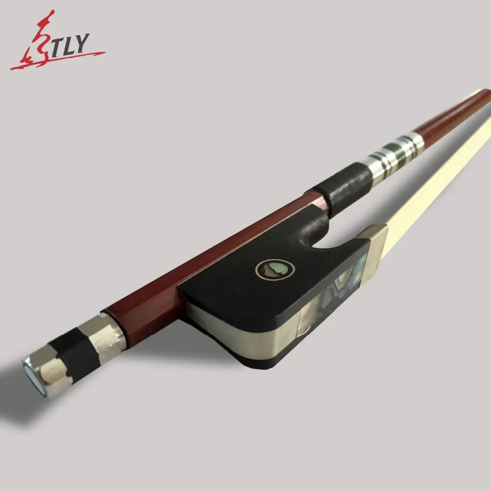 TONGLING High Grade Cello Bow Exquisite Brazil Wood Ebony frog w Colored Shell font b Horse