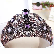 Барокко свадебные аксессуары для волос королева большие диадемы и короны золотые Красные кристаллы стразы Noiva невесты диадема головной убор BH