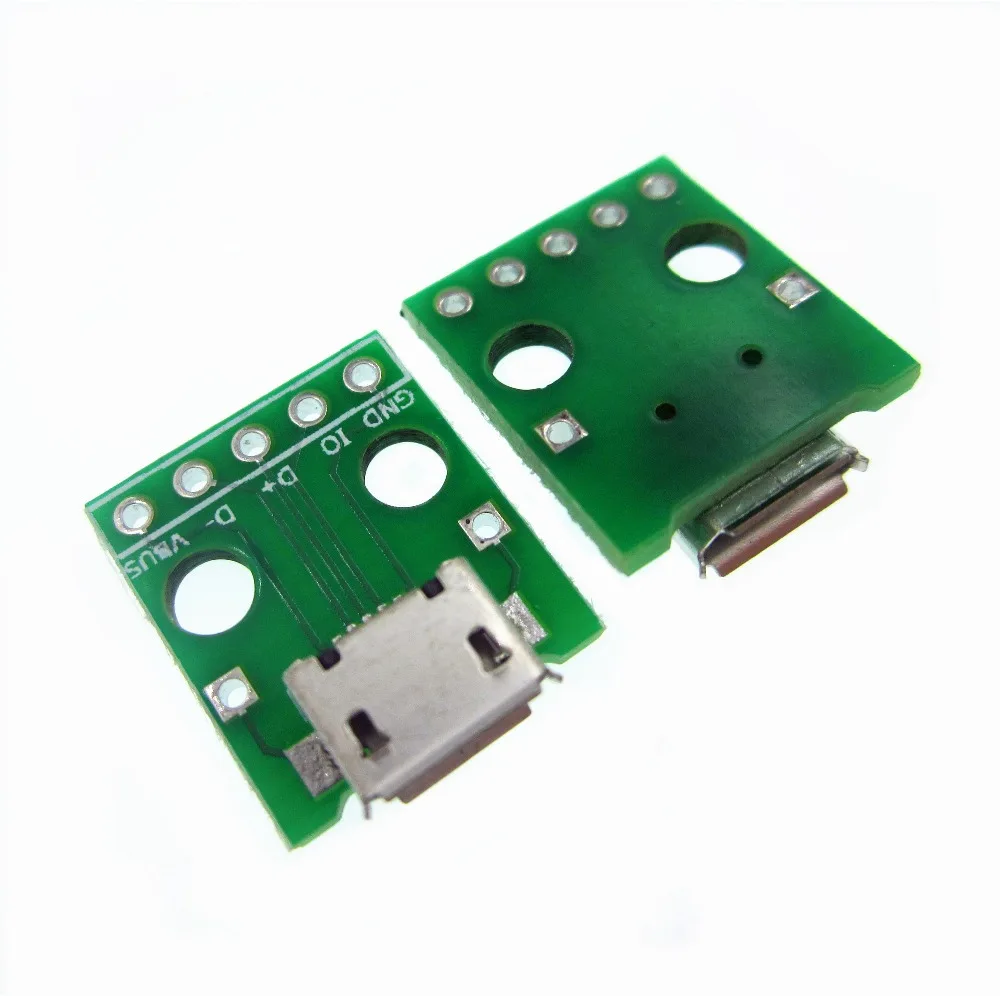 

10pcs MICRO USB to DIP Adapter 5pin female connector B type pcb converter pinboard 2.54