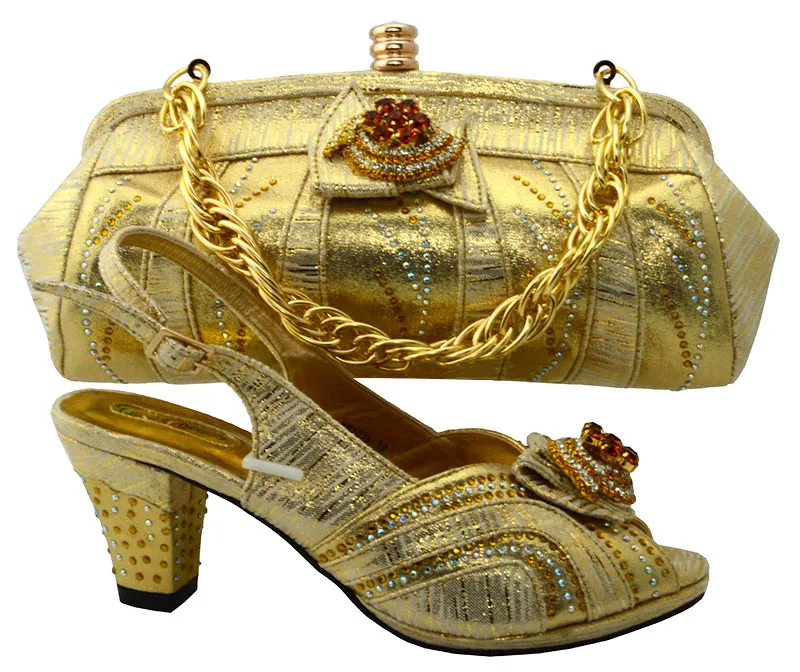 Buy Gold Shoes and Bag To