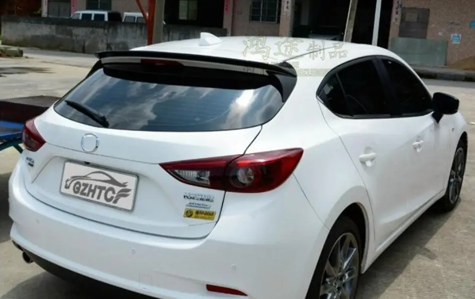 

Carbon Fiber/ABS Car Rear Trunk Lip Spoiler Wing Fit For MAZDA 3 Axela Hatchback 2014 2015 2016 2017 2018 2019 BY EMS