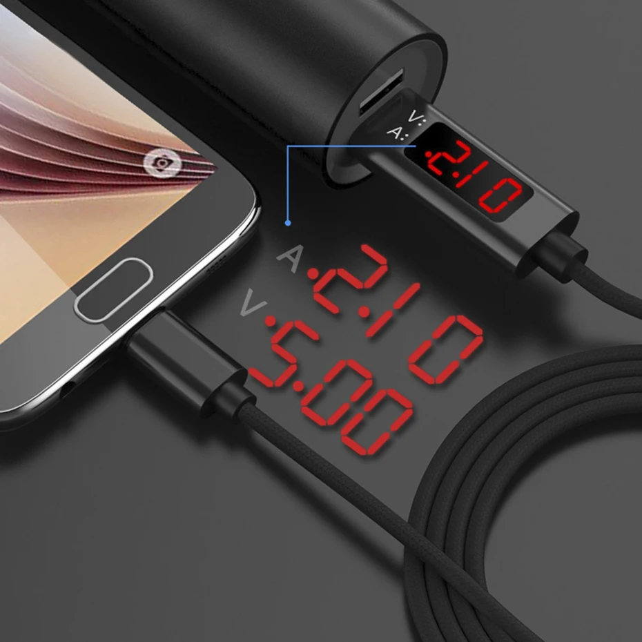 Usb-кабель для зарядки IPhone, Xiaomi, huawei, samsung, кабель для быстрой зарядки USB C, светодиодный кабель для телефонов с цифровым дисплеем