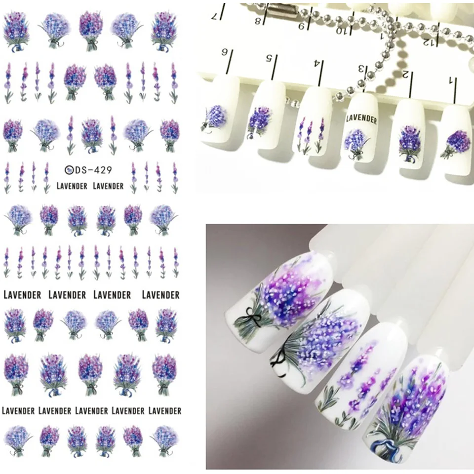 Flower Stickers for Nails Lavender Purple Blooming Stickers on Nails