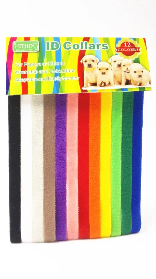 Puppy ID Bands Identification Collars for Newborns, 12 colors Nylon