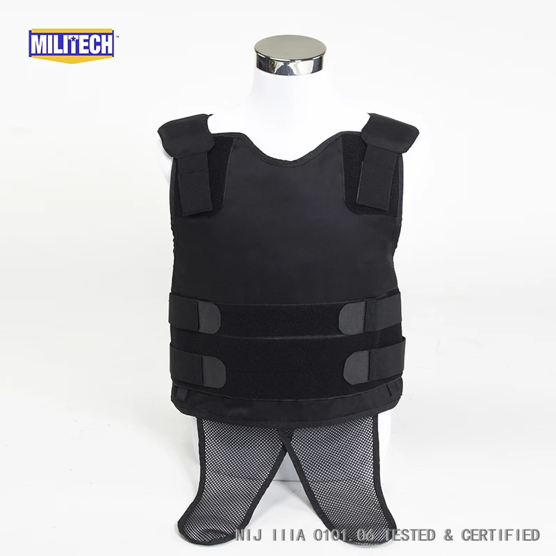 Militech Black NIJ IIIA 3A and Level 2 Stab Concealable Twaron Aramid Bulletproof Vest Covert Ballistic Bullet Proof Vest Militech Black NIJ IIIA 3A and Level 2 Stab Concealable Twaron Aramid Bulletproof Vest Covert Ballistic Bullet Proof Vest