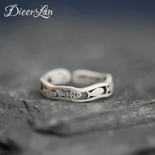 DIEERLAN Ретро Винтаж Настоящее чистое 925 пробы серебро прекрасные кольца с рыбками для женщин дамы открытый палец кольцо панк ювелирные изделия