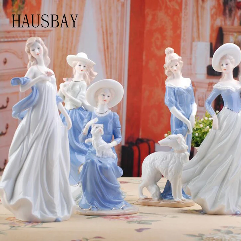 

HAUSBAY High Grade Statue Ceramic Goddess Figurines Home Decor Crafts Room Wedding Handicraft Ornament Porcelain Z0510