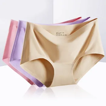

High Quality Women Underwear Ice silk M L XL Female Ultra-thin Seamless Panties Briefs Sexy Ladies Girls Lace lingerie Summer