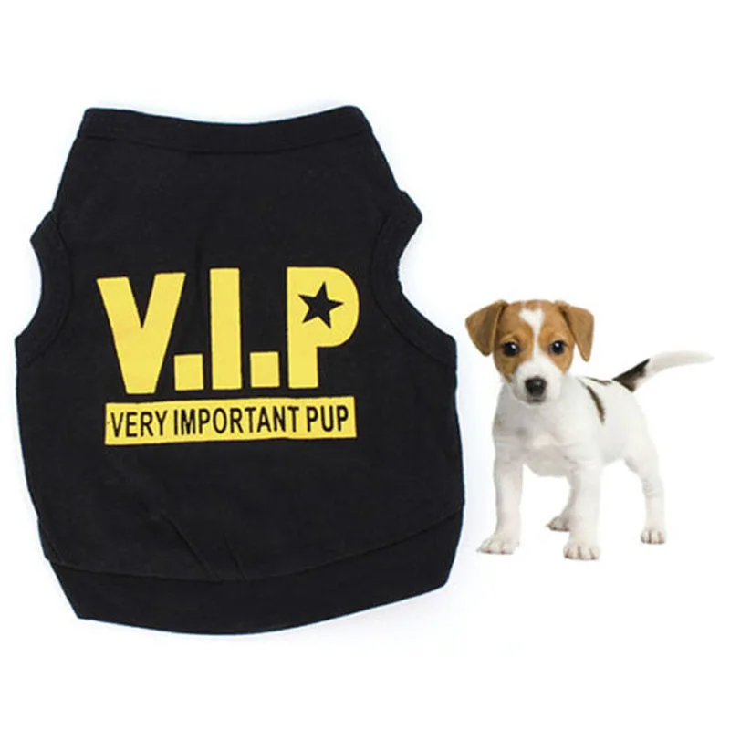 Cat щенок жилет одежда Весна Летняя футболка VIP узор Мягкий Хлопок Одежда для животных для Тедди маленькая собака костюм S2
