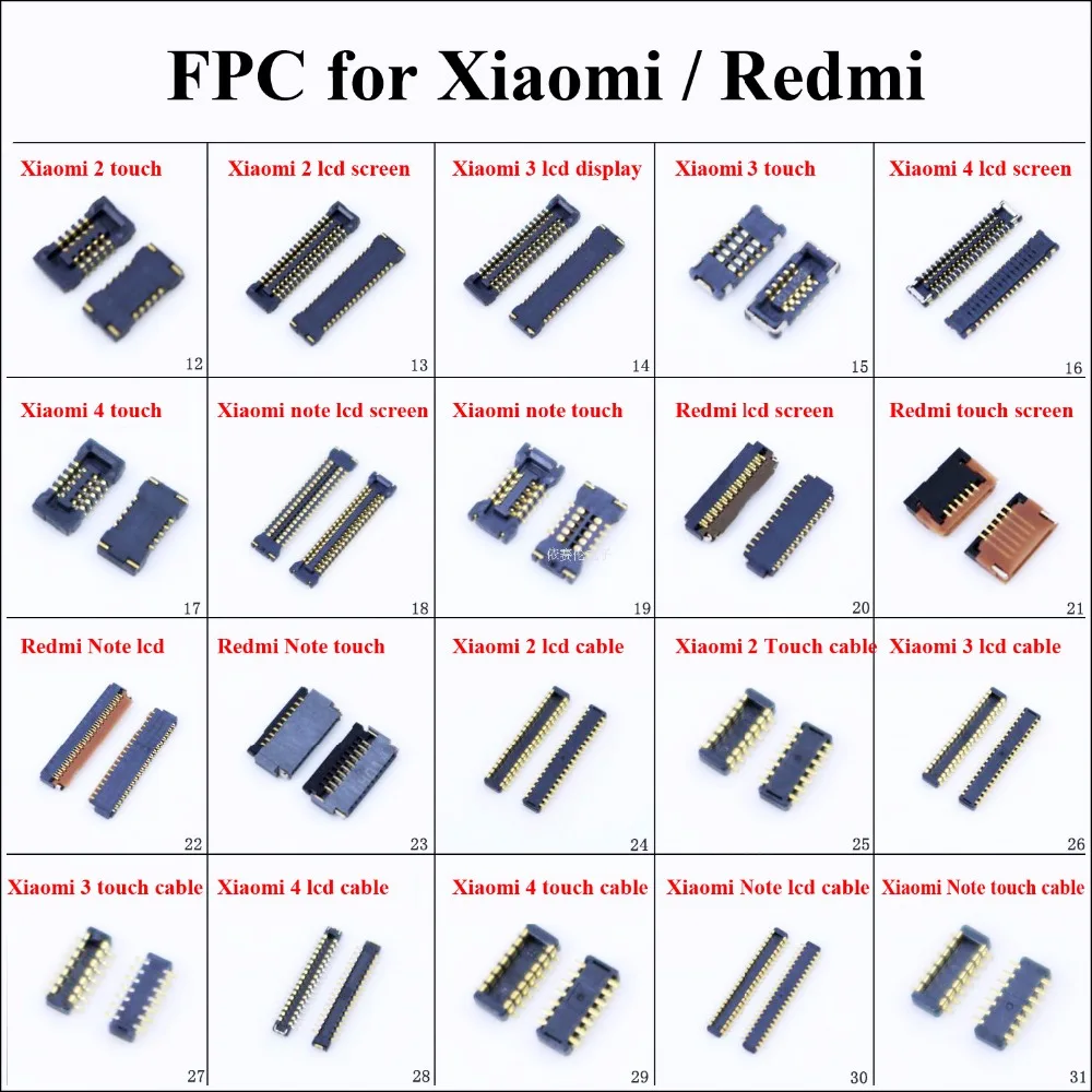 

ChengHaoRan 1pcs LCD display screen touch screen FPC Connector Port Plug for Xiaomi 2 M2 M3 M4 Note Redmi on mainboard