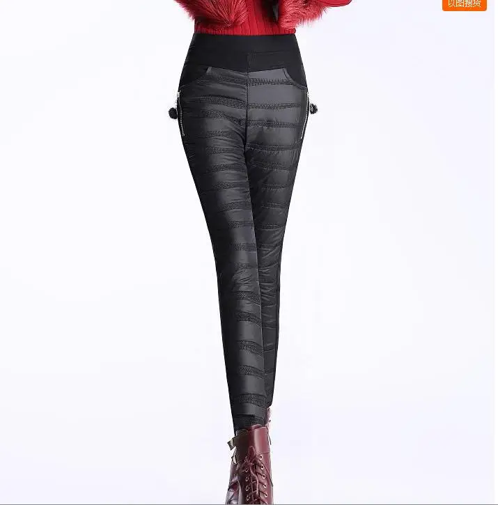 

Down pants female high waist thickening double faced down trousers female winter slim trousers women's down pants