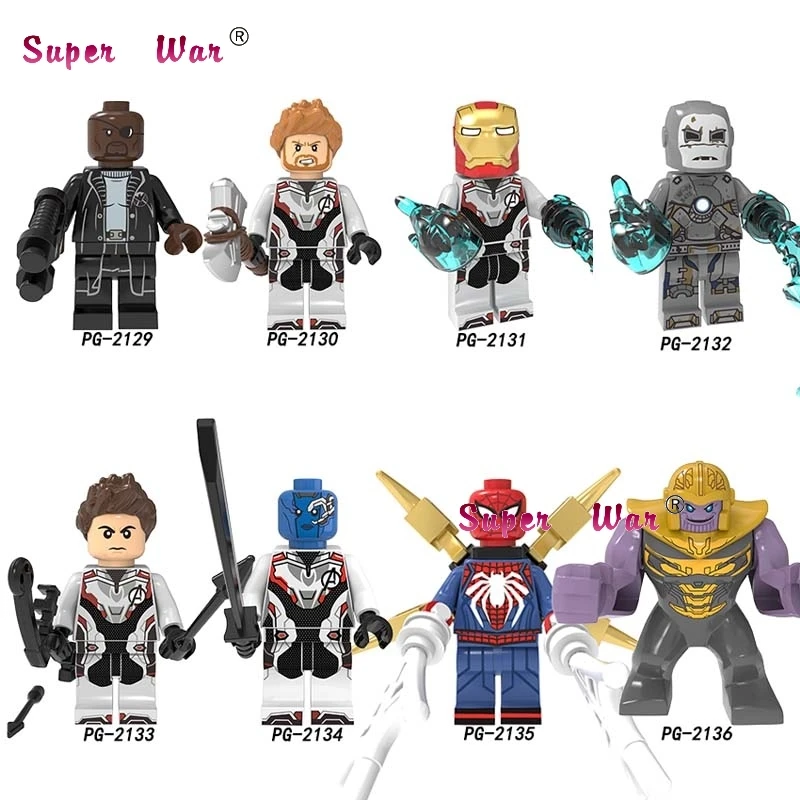 10 комплектов Marvel Comics Series 5 Infinity War Endgame Железный человек Локи Тор Hawkeye Капитан Америка Модель Кирпичи Детские игрушки - Цвет: 10Set-PG8250