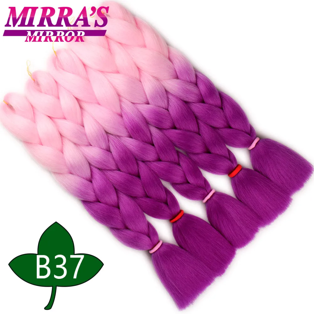 Mirra’s Mirror Crochet Jumbo Braid Hair Ombre Braiding Hair Extensions Colored Synthetic Braids Blue Hair 24inches Two Tone - Цвет: #2