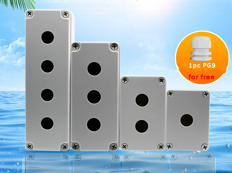 

Waterproof indicator light box 1/2/3/ 4 holes Start stop push button switch control box plastic case Open hole 22MM 250*80*70