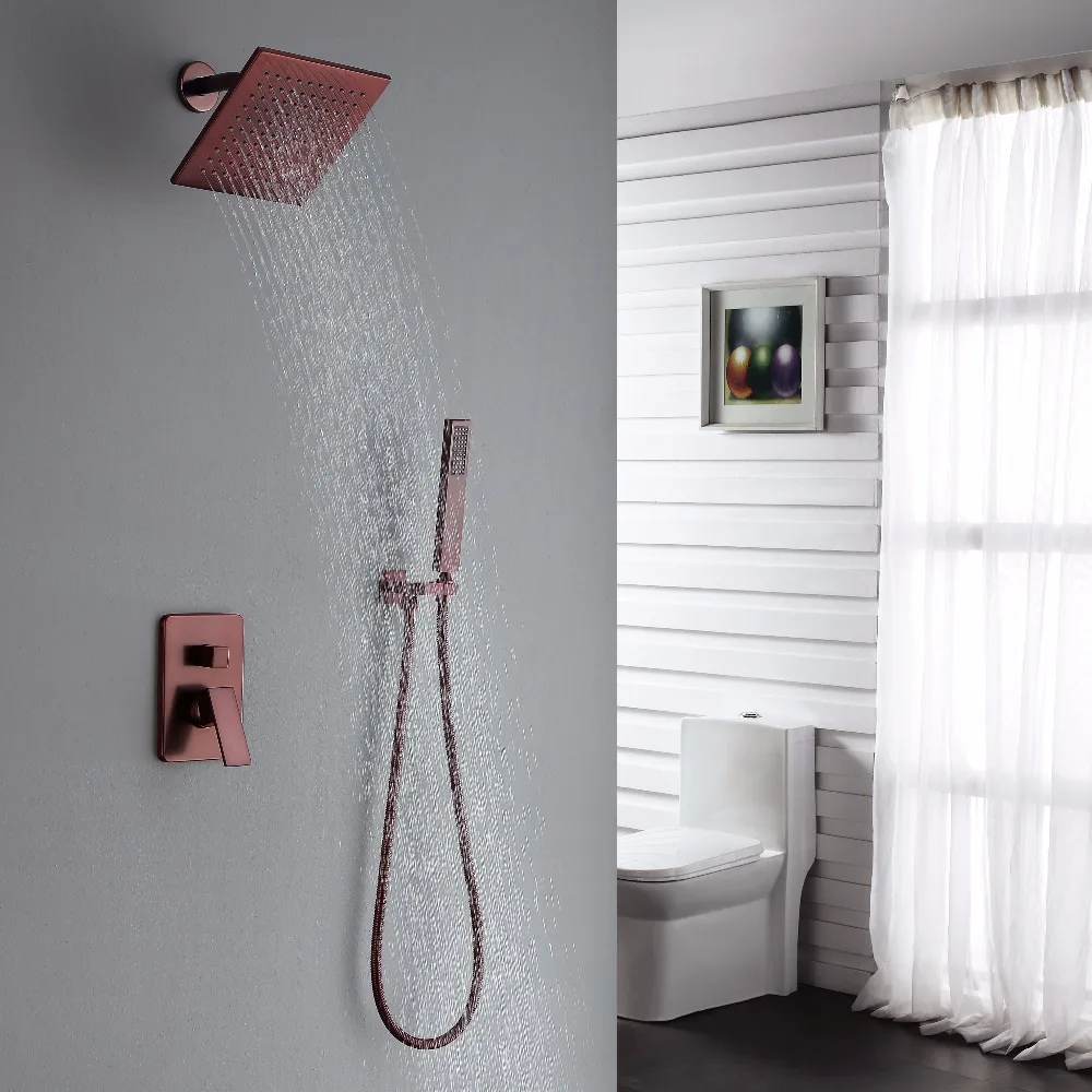 

Bathroom Wall Mounted Square Rainfall 8" shower head Shower System oil rubbed bronze Set