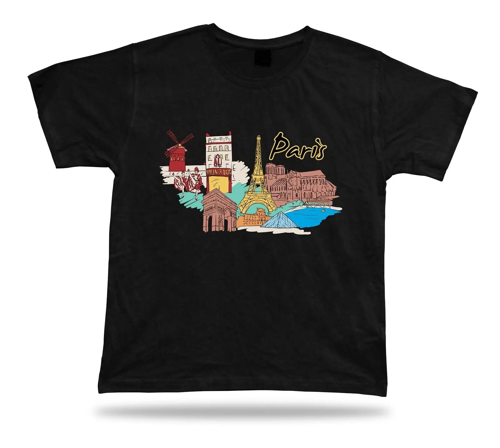 

Paris Eiffel Tower Arc de Triomphe Notre-Dame Disneyland Tuileries Garden tshirt Cool Casual pride t shirt men Unisex Fashion
