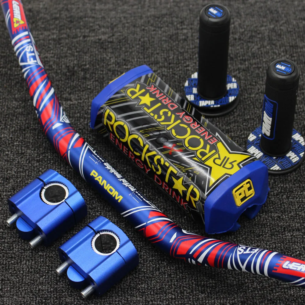 1 1/8" Fat Bar 28MM Handlebars+Grips+Bar Clamps+Bar Pad Motorcycle MX