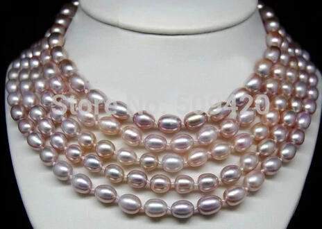 

Free Shipping Cultured 6-7mm AAA+ purple pearls necklaces 100"Long