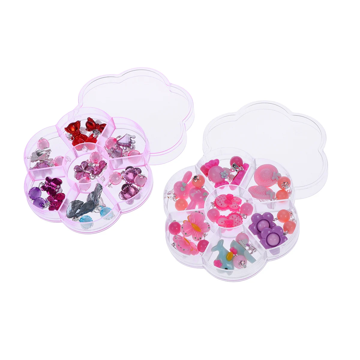 14 Pairs of Girls Play Earrings Box Set Clip on Jewelry Little Kids