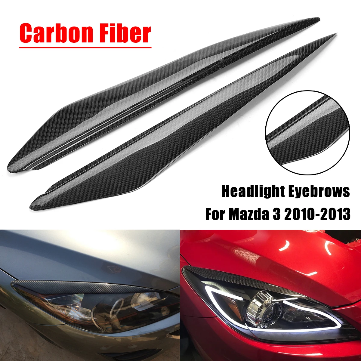 

1Pair Carbon Fiber Headlight Eyebrows Cover Eyelids Trim for Mazda 3 2010-2013 Car Styling for Front Headlamp