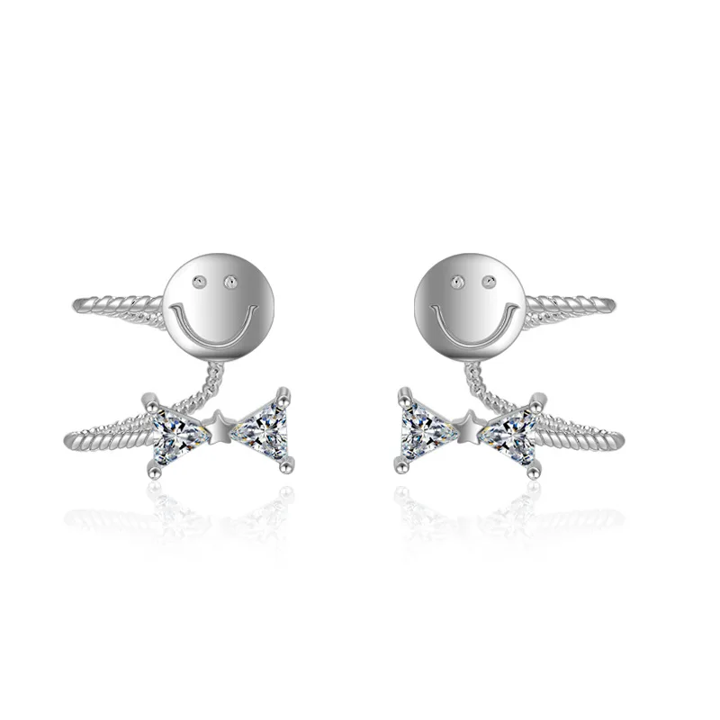 

Jemmin Earring Clip Smile Face Bow-Knot Prong No Needle Bow Ear Cuff Sterling Silver Earrings Free Fashion Ear Bijoux