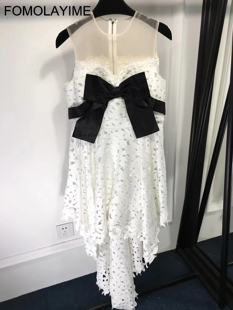 FOMOLAYIME женское платье Vestidos Новое весеннее Сетчатое лоскутное вечернее платье без рукавов роковой