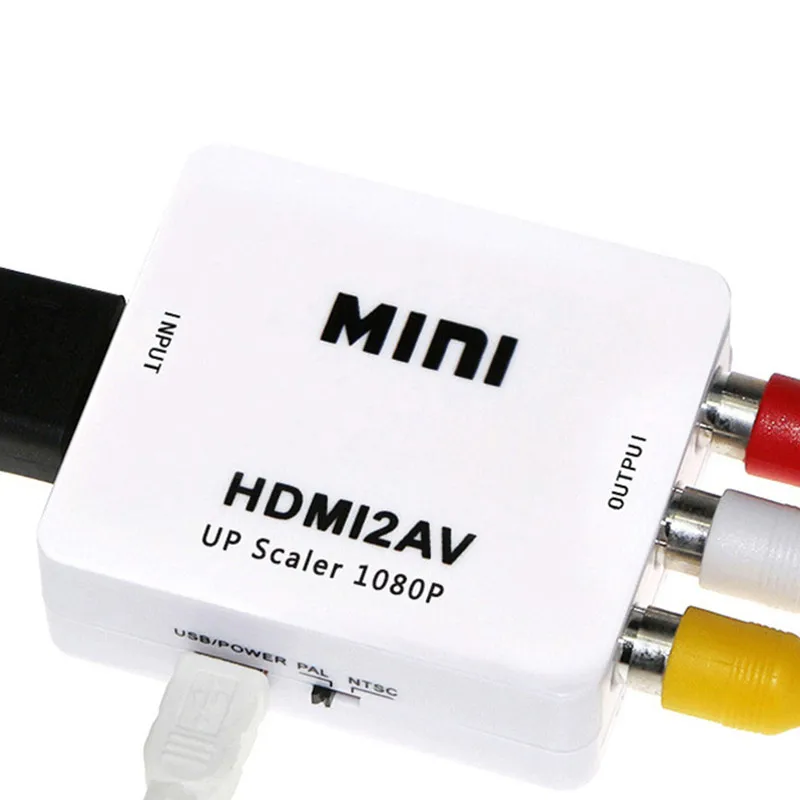 HDMI to RCA AV/CVSB L/R Video Converter Scaler Adapter HD 1080P Chip 1920*1080 HDMI Support NTSC PAL Output HDMI TO AV Adapter