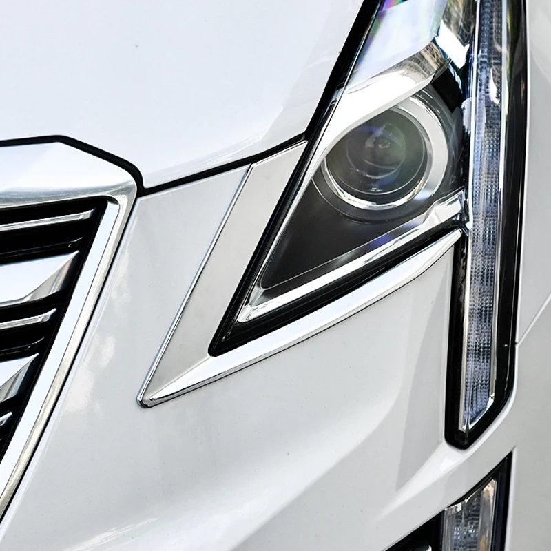 Car Styling ABS Chrome Exterior Front Head Light Eyebrow Cover Trim 2pcs For Cadillac XT5 2016-2019 Auto Accessory