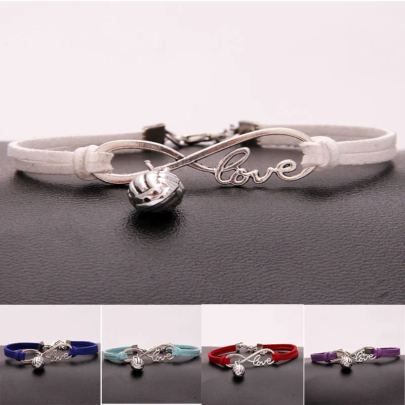 

NCRHGL 2018 Simple Infinity Love Leather Bracelets Bangles Volleyball Charm Braided Bracelet Men Women Jewelry HOT Drop Shipping
