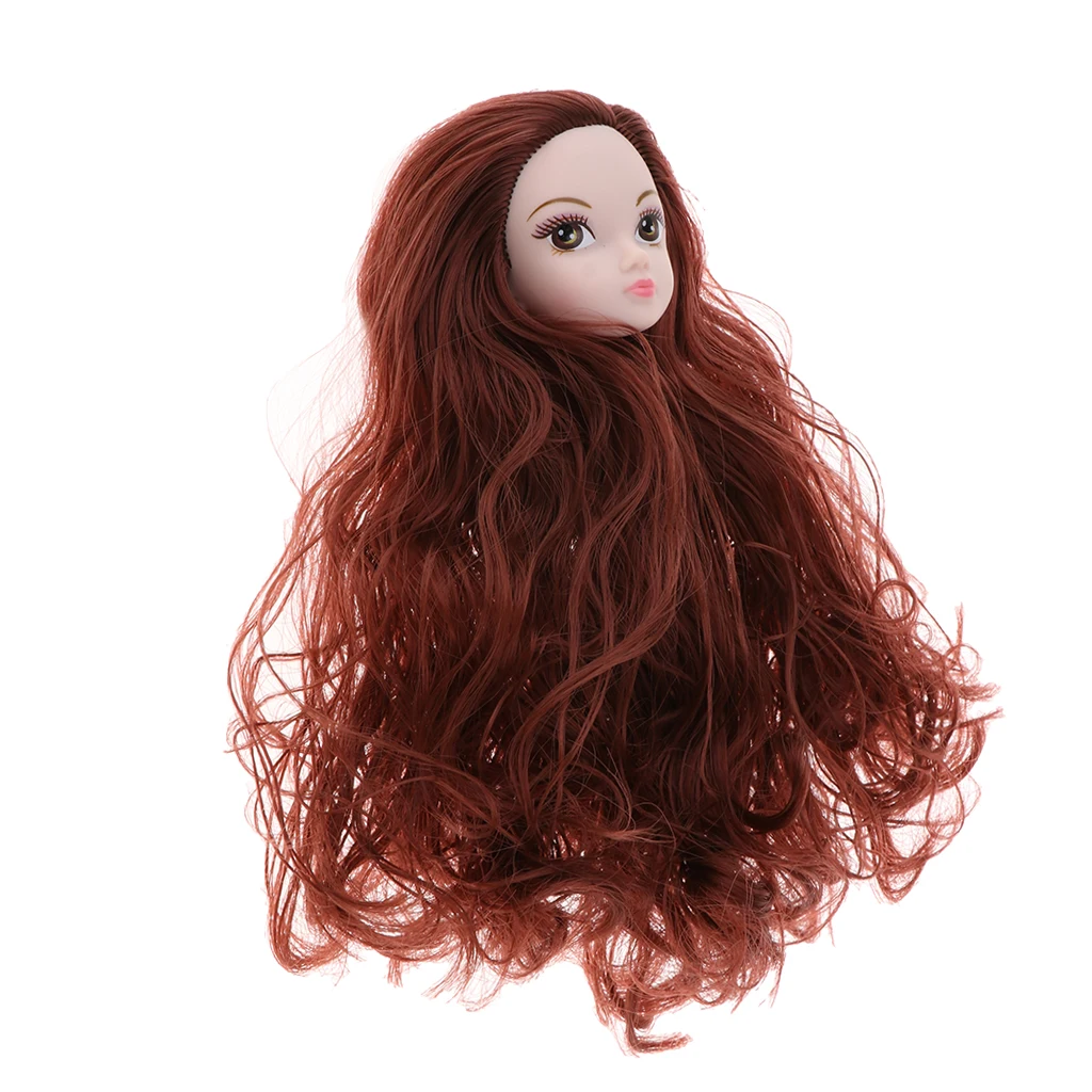 1/6 BJD Head Sculpt with Red Bronze Curly Hair for XinYi Doll Body Part DIY Accessories