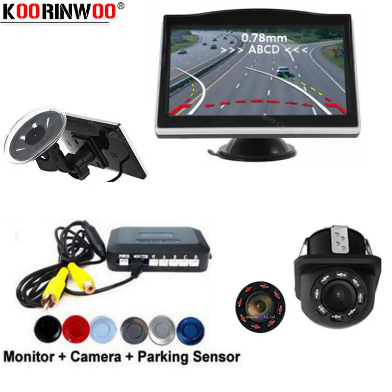 

Koorinwoo Parktronic Car Parking Sensors Dynamic trajectory rear view camera 4 Radar TFT Car Monitor Sucker Car Detector Reverse