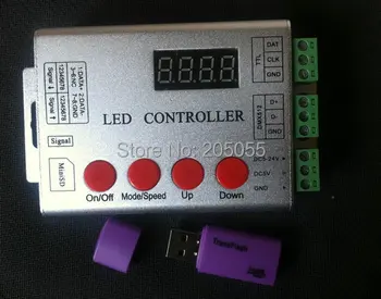

wireless SD card pixel programable LED Full color digital controller 5-24V for WS2811 ws2801 LPD8806 WS2812 DMX led strip