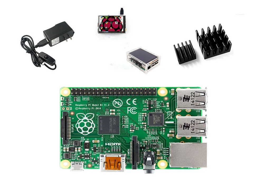 

Raspberry Pi 3 Model B Board+Thicken Acrylic Case +3.5 inch Touch LCD +Heat Sink+5V 2.5A Power charger with Switch