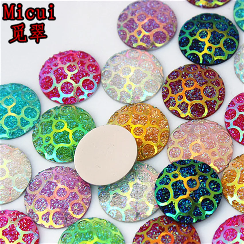 

Micui 50pcs 20mm Mix Color Round Resin Rhinestone Crystal Stone beads flatback For DIY Wedding Clothing crafts Decoration ZZ732