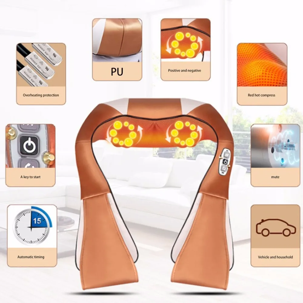

new Electric Massage Cape 16 Massage Heads Infrared Therapy Neck Back Waist Pain Relief Health Care Household Massage Device