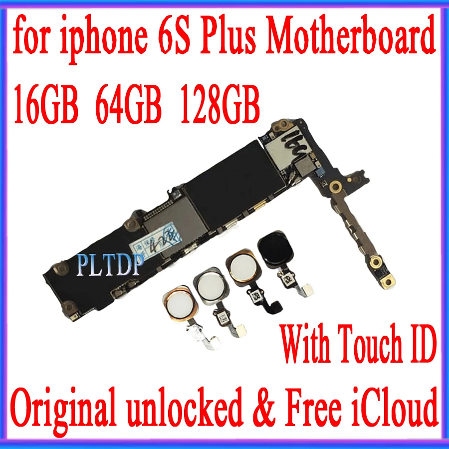 

100% Original unlocked for iphone 6s plus Motherboard without Touch ID/With Touch ID, Logic board 16gb /64gb /128gb