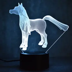 Творческий 3D СВЕТОДИОДНЫЙ Ночник декор настольная лампа USB постели спать Ночные светильники Новинка визуальный светильник Лошадь лампы