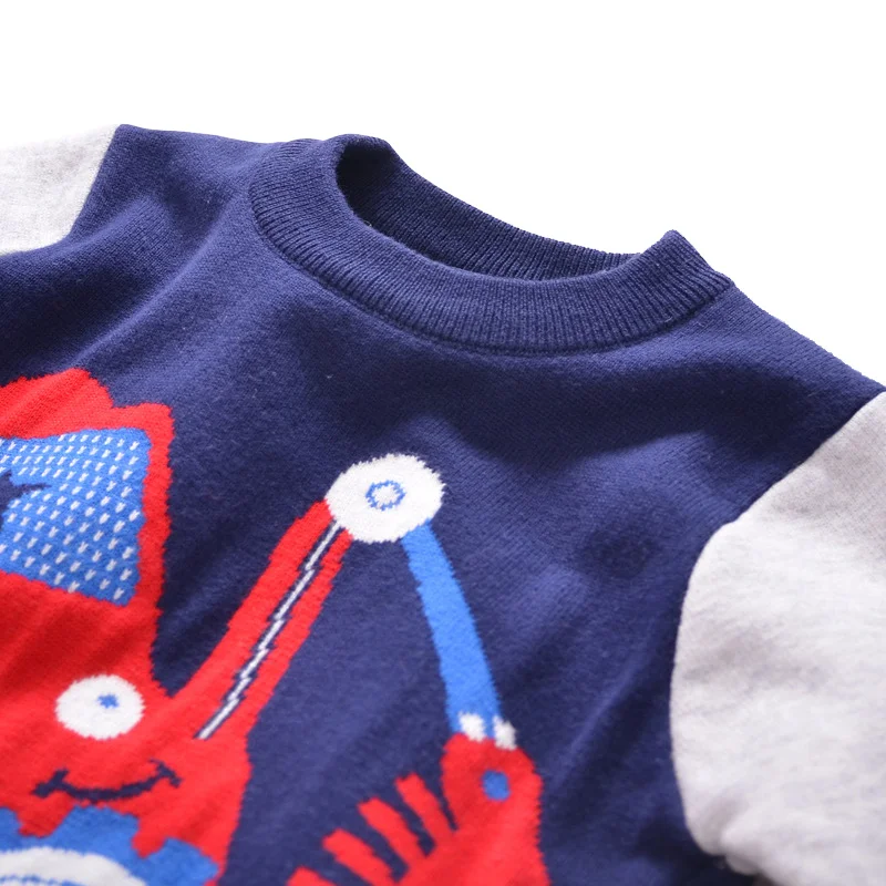 New Autumn Boys Sweater Car Pattern Kids Pullover Long Sleeve O-Neck Thick Sweater Winter Warm Boys Clothes 2-6T Boys Clothing (4)