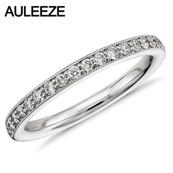

Solid 14K 585 White Gold Wedding Bands Pave Setting Round Brilliant Moissanites Lab Grown Diamond Anniversary Rings For Women